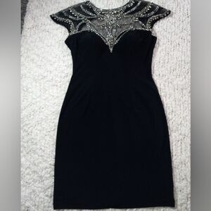 Mac Duggal Black Dress with Silver Embellishments Size 6